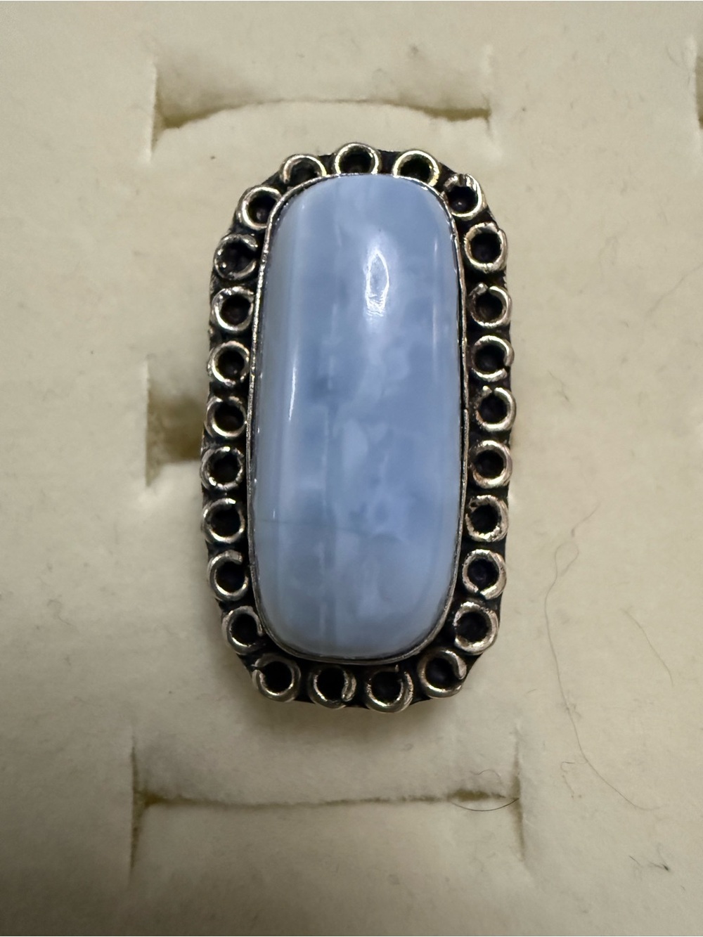 Blue Chalcedony natural Stone Ring with Silver Setting